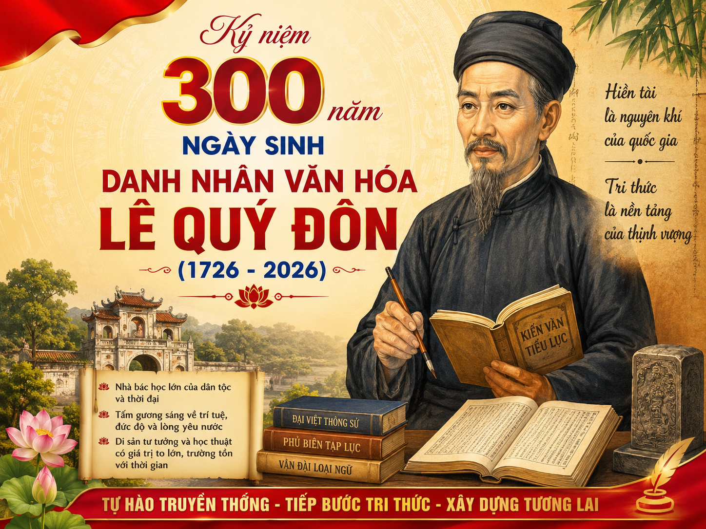 Các dấu mốc cuộc đời và tác phẩm tiêu biểu của Danh nhân văn hóa Lê Quý Đôn (1726 - 1784)