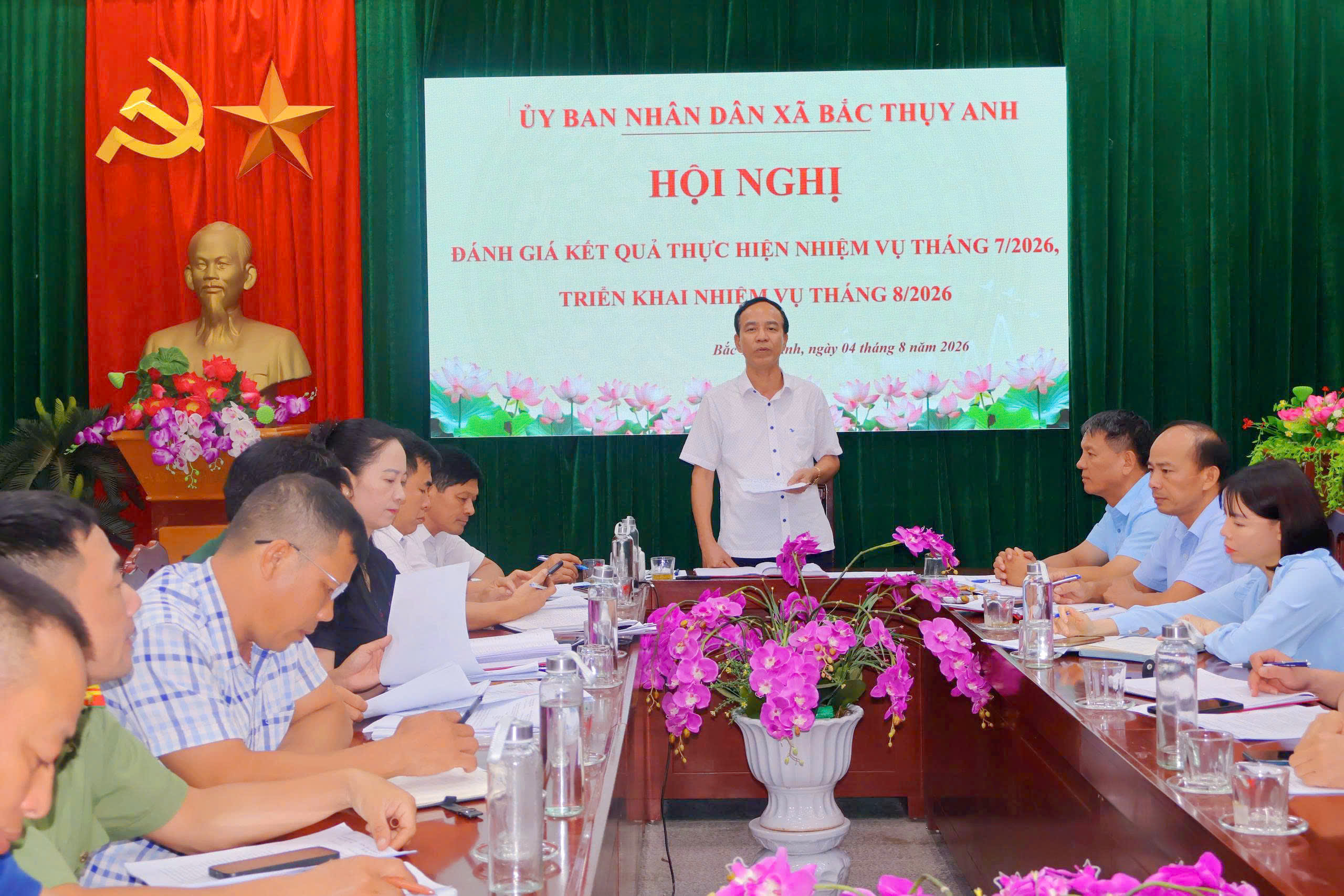 ỦY BAN NHÂN DÂN XÃ BẮC THỤY ANH TỔ CHỨC HỘI NGHỊ ĐÁNH GIÁ THỰC HIỆN NHIỆM VỤ THÁNG 7, TRIỂN KHAI NHIỆM VỤ THÁNG 8/2026