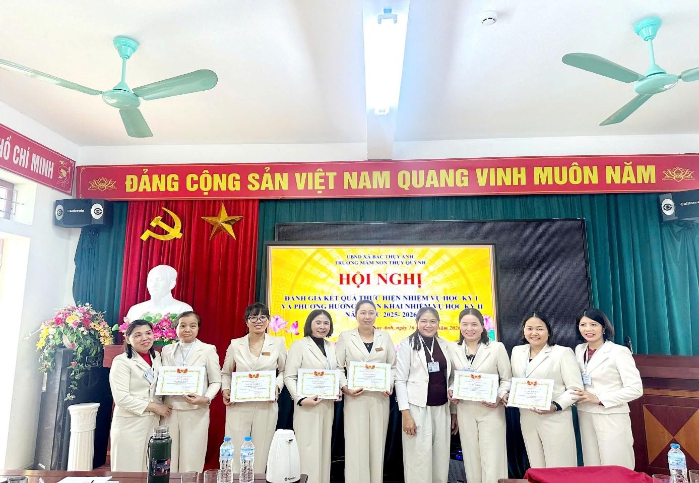 TRƯỜNG MẦM NON  THUỴ QUỲNH TỔ CHỨC HỘI NGHỊ ĐÁNH GIÁ KẾT QUẢ THỰC HIỆN NHIỆM VỤ HỌC KỲ IVÀ PHƯƠNG HƯỚNG TRIỂN KHAI THỰC HIỆN NHIỆM VỤ HỌC KỲ II