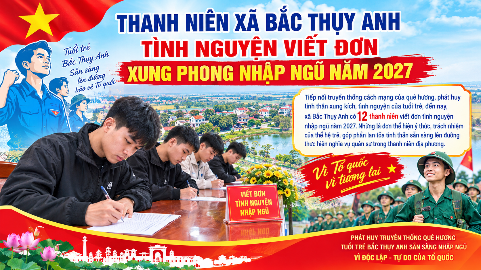 THANH NIÊN XÃ BẮC THỤY ANH TÌNH NGUYỆN VIẾT ĐƠN  XUNG PHONG NHẬP NGŨ NĂM 2027